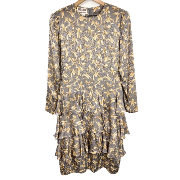 Maggy London Dresses & Skirts - Vintage Maggy London Jeannene Booher 80s 100% Silk Ruffle Cocktail Dress - 10
